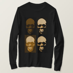 Black Brown Pop Art Retro Snyggt Skull T Shirt
