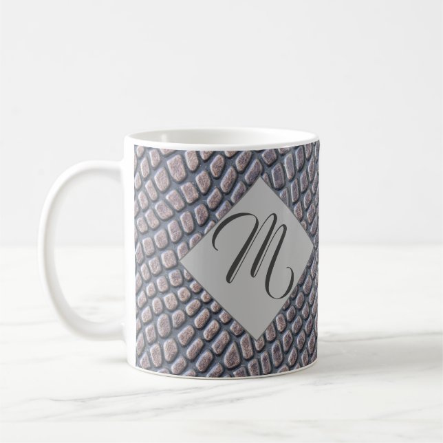 Black & Brown Snakeskin look Personlig Initial Kaffemugg (Vänster)