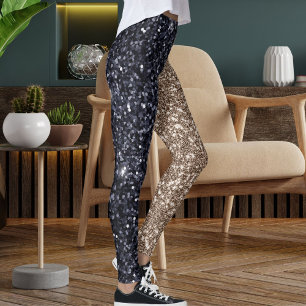 Black Brown Tan Glitter Struktur utan sjölösa Möns Leggings