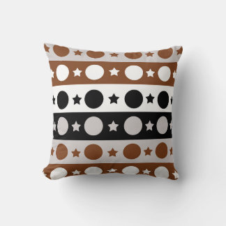 Black Brown White Dots Stars Rand Design Kudde