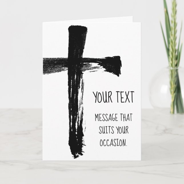 Black Brush Kor - Christian Artistic Crucifix Helgkort (Framsida)