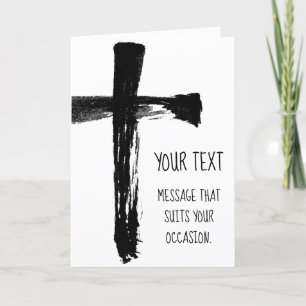 Black Brush Kor - Christian Artistic Crucifix Helgkort