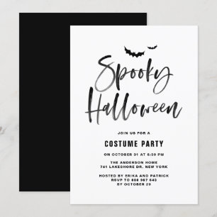 Black Brush Lettering Spooky Halloween fest Inbjudningar