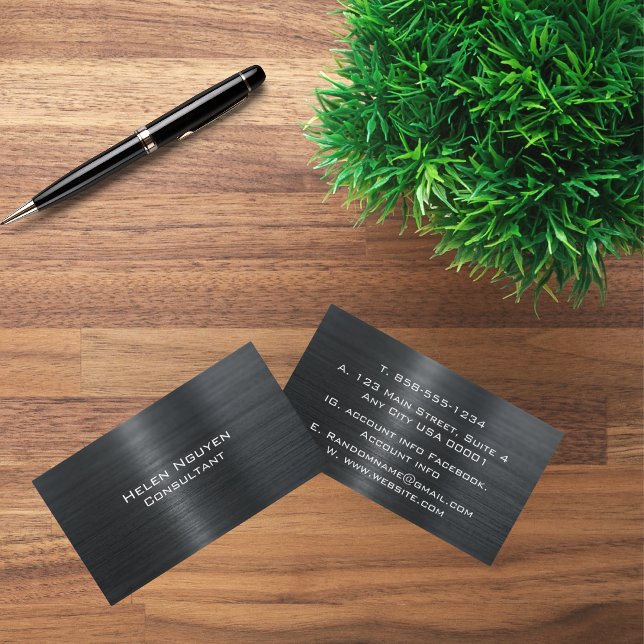 Black Brushed Metall Metallic Stainless Steel Visitkort (Skapare uppladdad)