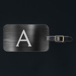 Black Brushed Metall Monogram Namn och Initial Bagagebricka<br><div class="desc">Metallic Back and Silver Brushed Metall Foil Monogram Namn och Initial Luggage Tag. Den här väskan är märkre för Back to school,  Arbete eller Resning.</div>