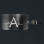 Black Brushed Metall Monogram Namn och Initial Bagagebricka<br><div class="desc">Metallic Back and Silver Brushed Metall Foil Monogram Namn och Initial Luggage Tag. Den här väskan är märkre för Back to school,  Arbete eller Resning.</div>