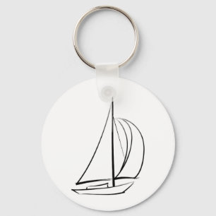 Black Brushstroke Sailboat Nyckelring
