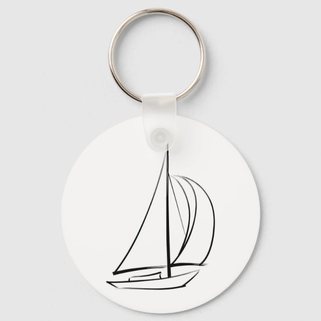 Black Brushstroke Sailboat Nyckelring (Framsida)