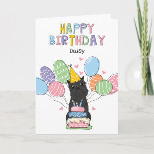 Black Brussels Griffon Crop Öron Birthday Card Kort