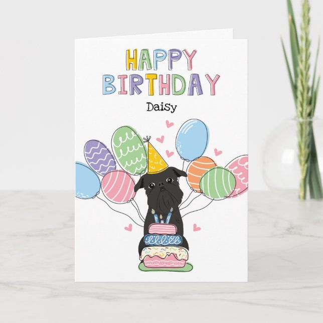 Black Brussels Griffon Hund Birthday Card Kort (Framsida)