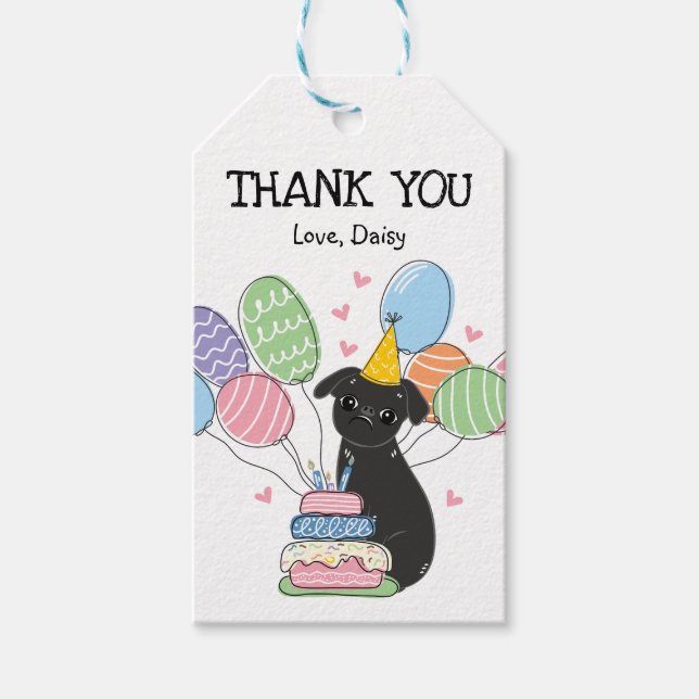 Black Brussels Griffon Hund Birthday Favor Presentetikett (Framsidan)