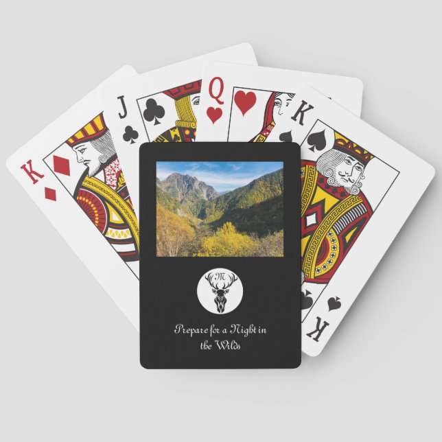 Black Buck Silhouette Monogram med anpassat Selfie Casinokort (Baksidan)