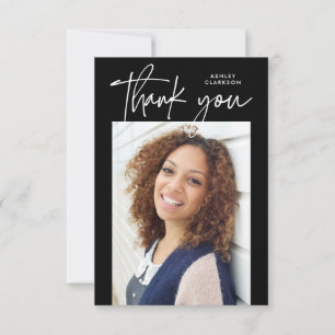 Black Budget Modern Calligraphy Photo Studenten Tack Kort