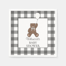 Black Buffalo Check Pattern Teddy Bear Baby Shower Pappersservett