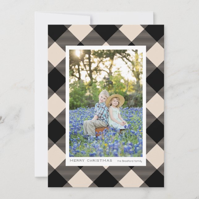 Black Buffalo Check Pset på Cream Photo Helgdag (Framsida)