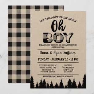 Black Buffalo Play Baby Shower-inbjudan Oh Boy Inbjudningar