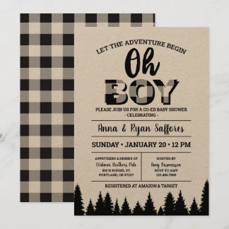Black Buffalo Play Baby Shower-inbjudan Oh Boy Inbjudningar