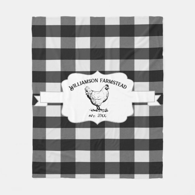 Black Buffalo Play Farm Chicken Fleece Blanket (Framsidan)