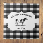 Black Buffalo Play Farm Cow Decorative Kakelplatta<br><div class="desc">Anpassa en unik ruta med den här roliga svarta,  svarta,  dolda plattan för servergrupp. Paneldesignen innehåller en serverdelskas på en elegant märkre och anpassningsbar för att du ska kunna anpassa dig till din familj namn mot en gingham mönster bakgrund. Ytterligare hemdekorobjekt som är tillgängliga med den här designen.</div>
