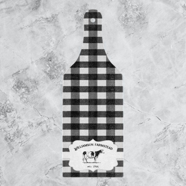 Black Buffalo Play Farm Cow-skärningspåläggning (Black Buffalo Plaid Farm Cow Cutting Board)