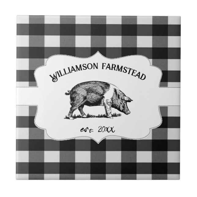 Black Buffalo Play Farm Gris Decorative Kakelplatta (Framsidan)
