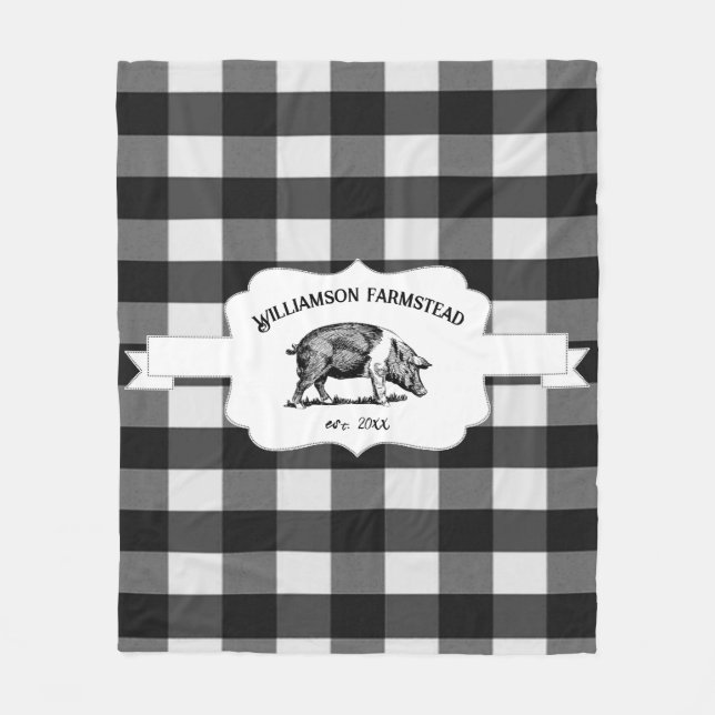 Black Buffalo Play Farm Gris Fleece Blanket (Framsidan)