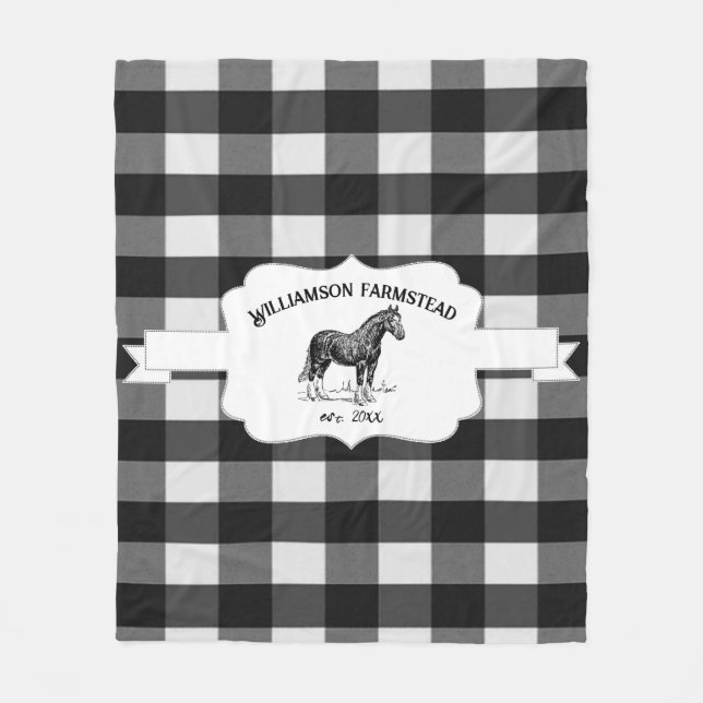 Black Buffalo Play Farm Horse Fleece Blanket (Framsidan)