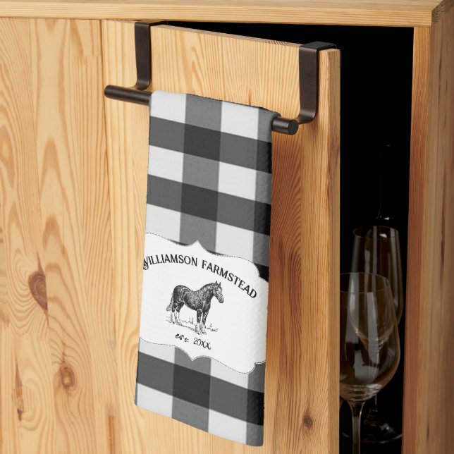 Black Buffalo Play Farm Horse Kitchen Towel Kökshandduk (Thirds Fold)