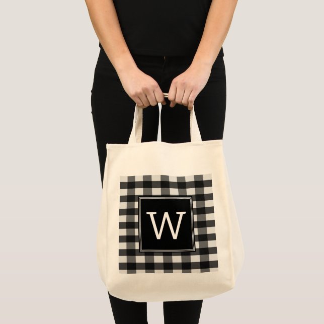 Black Buffalo Play Monogram Tote Bag Tygkasse (Framsida (produkt))