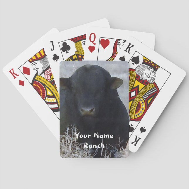 Black Bull in Tumbleweeds - Ditt namn Ranch Spelkort (Baksidan)