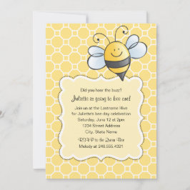 Black Bumblebee Cute Gult Första Födelsedagsfesten Inbjudningar