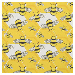Black Bumblebees av Cute Gult på Honeycomb Mönster Tyg