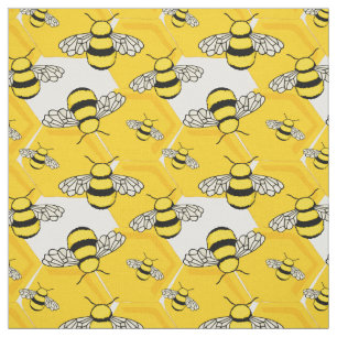 Black Bumblebees av Cute Gult på Honeycomb Mönster Tyg