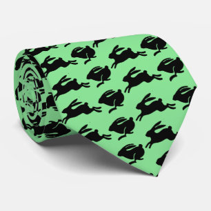 Black Bunnies Hopping Mint Grönt Påsk Mode Slips