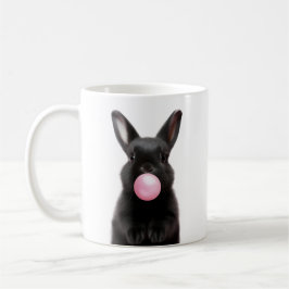 Black Bunny Blowing Rosa Bubble Gum Cute Kaffemugg