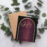 Black burgundy guld arch 50-årsinbjudan<br><div class="desc">En elegant på 50-årsinbjudan. En svart och grumlig bakgrund med en gyllene båge på framsidan. 1 lakan = 1 inbjudan tryckt kant till kant.</div>