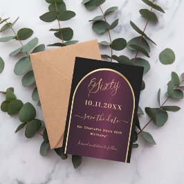 Black burgundy guld arch 60-årsdagen spara datumet