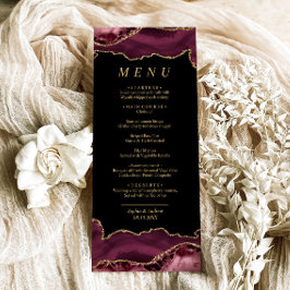 Black & Burgundy Guld Calligraphy Bröllop Menu Meny
