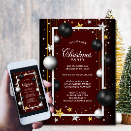 Black Burgundy jul Ornament jul Party Inbjudningar