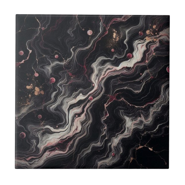Black Burgundy Marble Luxury Stone för Elegant Kakelplatta (Framsidan)