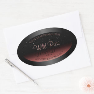 Black Burgundy Ombre-produktetiketter Soft Glitter Ovalt Klistermärke