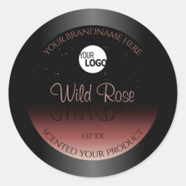 Black Burgundy Product Labels Soft Glitter Logotyp Runt Klistermärke