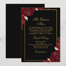 Black Burgundy Quinceanera-inbjudan