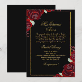 Black Burgundy Quinceanera-inbjudan Inbjudningar