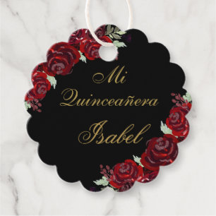 Black Burgundy Quinceañera-Tack, ornament Gåvor Etiketter