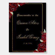 Black Burgundy Quinceañera Välkomsttecken