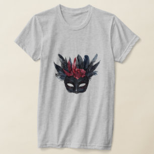 Black Burgundy Red Feathers Mask T Shirt