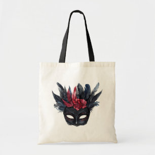 Black Burgundy Red Feathers Mask Tygkasse
