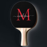 Black Burgundy Red Monogram Elegant Script Namn Pingisracket<br><div class="desc">Modern Black Burgundy Red Maron Monogram Elegant Script Namn Ping Pong Paddle</div>