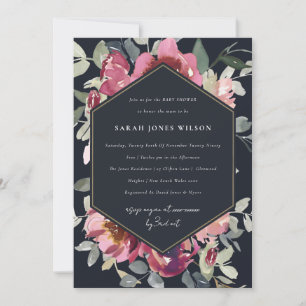BLACK BURGUNDY RO FLORA BABY SHOWER INBJUDAN